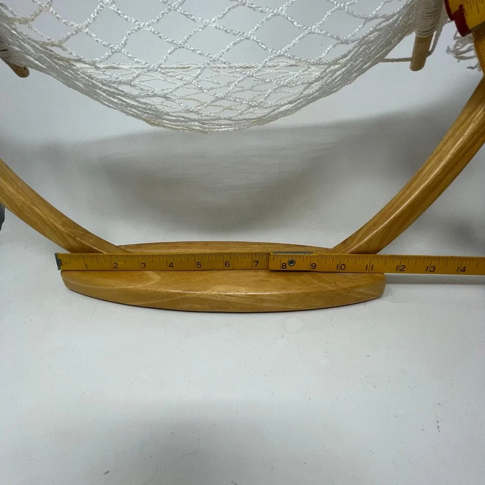 Rodyne Wooden Banana Hammock Fruit Stand White Mesh Net Wood Kitchen Storage